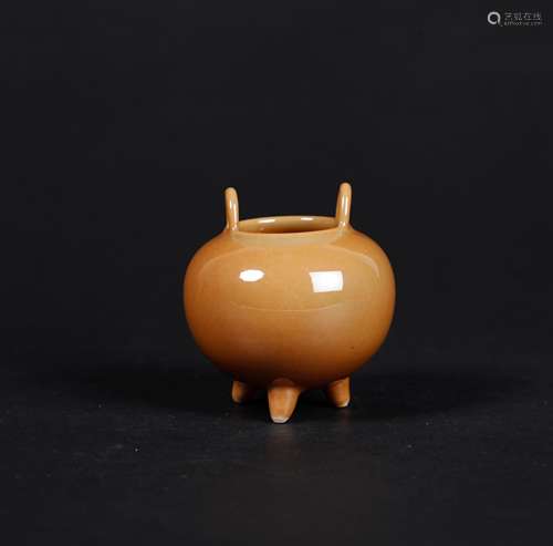 A Chinese Brown Glazed Porcelain Incense Burner