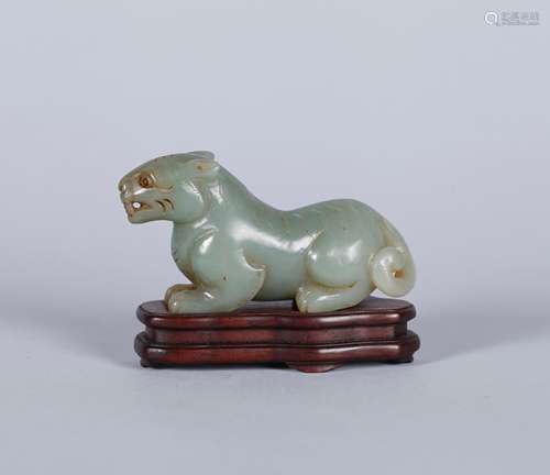 A Chinese Carved Jade Tiger Decoration