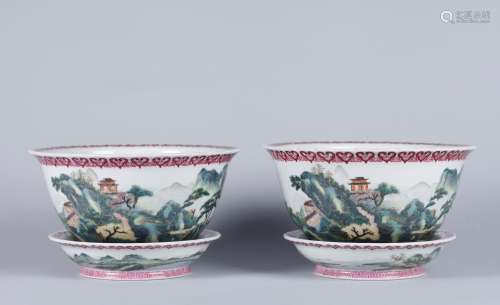 A Pair of Chinese Famille-Rose Porcelain Platers