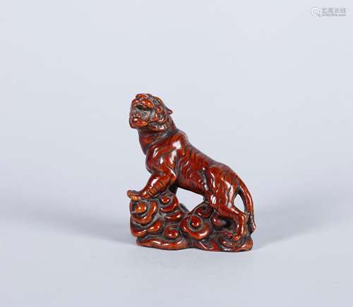 A Chinese Brown Glazed Porcelain Tiger Decoration