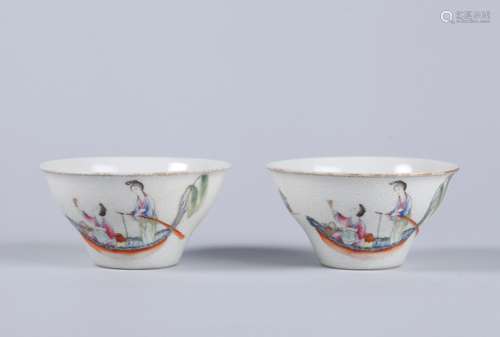 A Pair of Chinese Famille-Rose Porcelain Cups