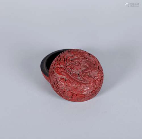 A Chinese Carved Tixi Lacquer Incense Box with Cover