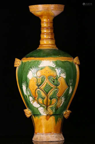 A THREE-COLOR VASE WITH DOUBLE-EAR