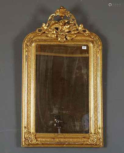 Miroir de Cheminée. Fronton ajouré et orné d'un oi…