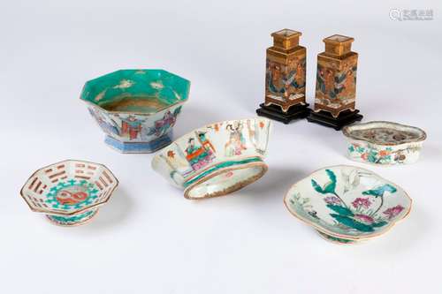 CHINE et JAPON. Lot en porcelaine à décor polychro…