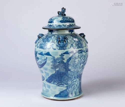 CHINE. POTICHE en porcelaine à décor en plein d'un…