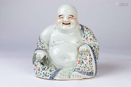 CHINE. BOUDDHA Maitreya en porcelaine à décor poly…