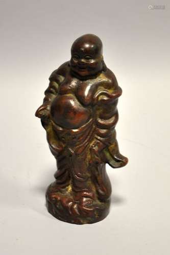 CHINE. BUDDHA debout en bronze à patine brune. H. …