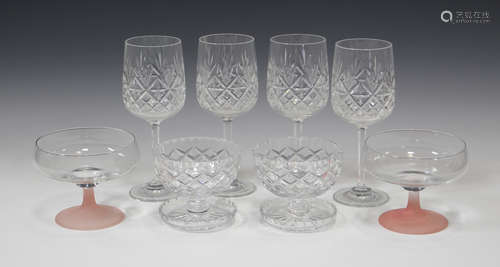 A collection of glassware, 20th century, including six wines with cut decoration, four hocks and six