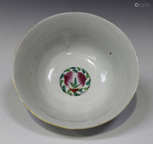 A Chinese famille rose porcelain bowl, mark of Tongzhi but probably later, of slightly flared