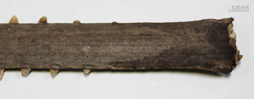 A sawfish rostrum, length 73cm. Note: an Article 10 Cites certificate has been granted to sell