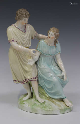 A Berlin porcelain figure group, titled 'Jupiter and Mnemosyne', first half 19th century, modelled