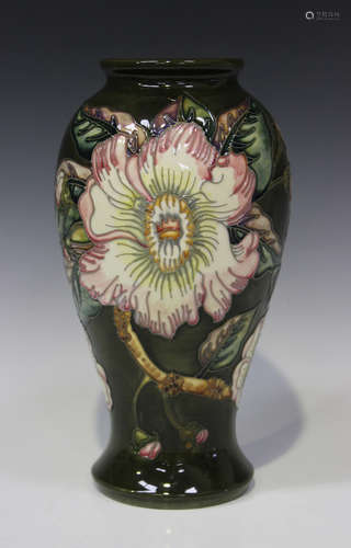 A Moorcroft pottery Gustavia Augusta pattern baluster vase, circa 1998, designed by Debbie