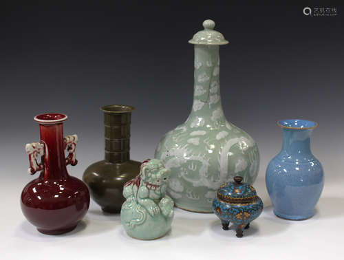 A collection of Chinese ceramics and works of art, late Qing dynasty and later, including a white