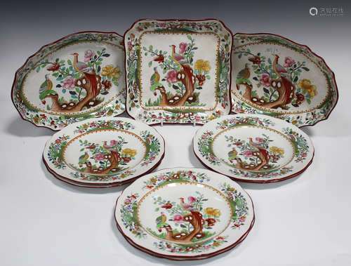 A Copeland Late Spode part service, circa 1900, decorated in chinoiserie style with pheasants amidst