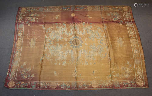 A Chinese Imperial quality silk kesi weave panel, Qing dynasty, decorated with four dragons