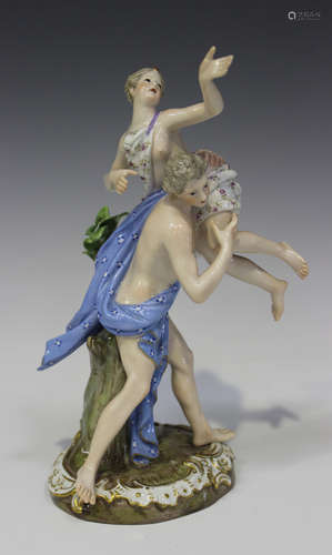 A Meissen porcelain figure group The Rape of the Sabine Woman, late 19th century, the male figure