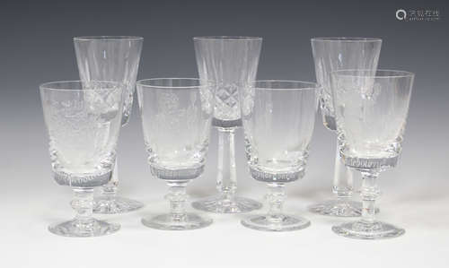 A group of twelve commemorative Royal Brierley Glyndebourne limited edition glass goblets, late 20th