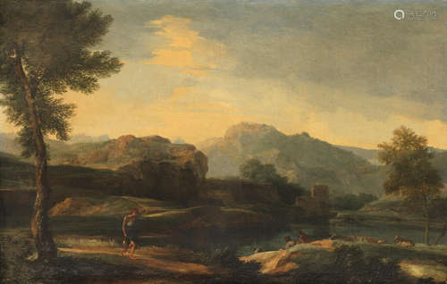 An Italianate landscape with figures by a river Gaspard Dughet, called Gaspard Poussin(Rome 1615-1675)