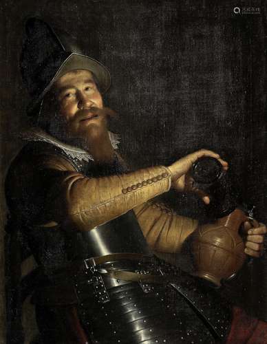 A soldier holding a pitcher and glass Willem Willemsz. van der Vliet(Delft circa 1584-1642)