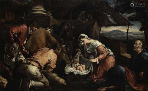 The Adoration of the Shepherds Workshop of Francesco Giambattista da Ponte, called Francesco Bassano(Bassano 1549-1592 Venice)