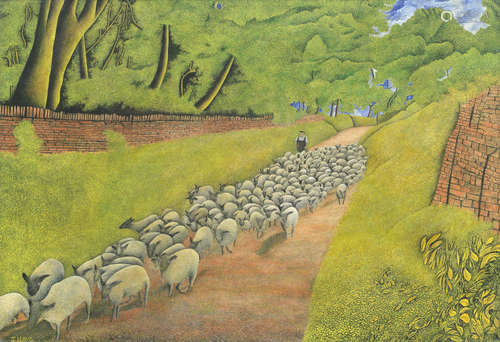 Herding Sheep James Lloyd(British, 1905-1974)