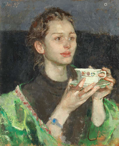 Kate Takes Tea John Stanton Ward R.A.(British, 1917-2007)