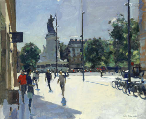 Place de Republique, Evening Light Ken Howard R.A.(British, born 1932)