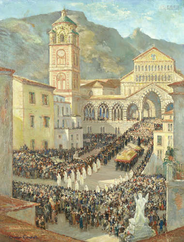 Easter Procession, Amalfi Charles Cundall R.A.(British, 1890-1971)