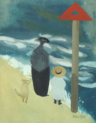 A Windy Day at the Beach Mary Fedden R.A.(British, 1915-2012)