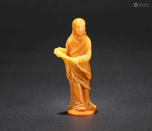 A Chinese Carved Tianhuang Figure of Luohan Seal