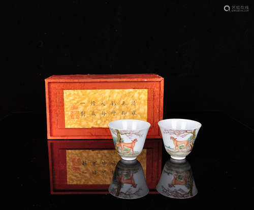 A Pair of Chinese Famille-Rose Porcelain Cups