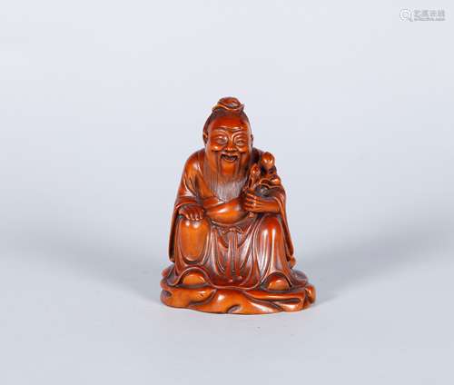 A Chinese Carved Boxwood Figure Decoration