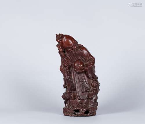 A Chinese Carved Bamboo Figure of Buddha Decoration