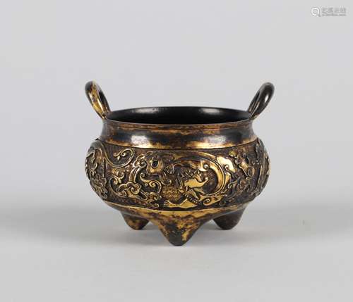 A Chinese Gilt Bronze Incense Burner