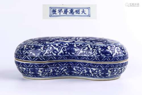 A Chinese Blue and White Porcelain Box with Cover