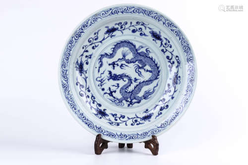 A Chinese Blue and White Porcelain Plate