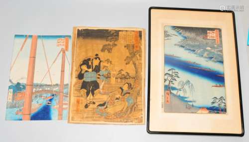 3 Blätter von Hiroshige (17971858).