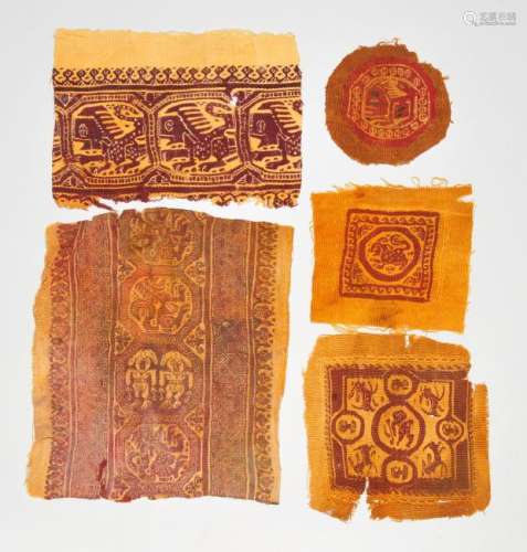 Lot: 5 koptische Textilfragmente