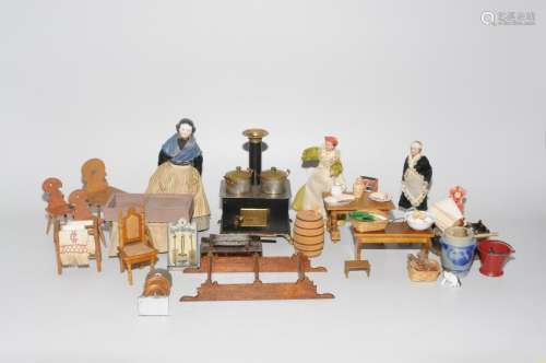 Lot: Puppenküchenmöbel und Zubehör