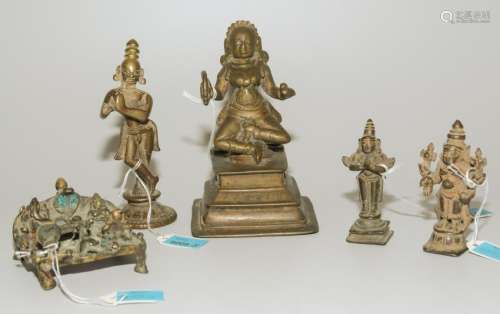 Lot: 5 kleine hinduistische und jainistische Figuren