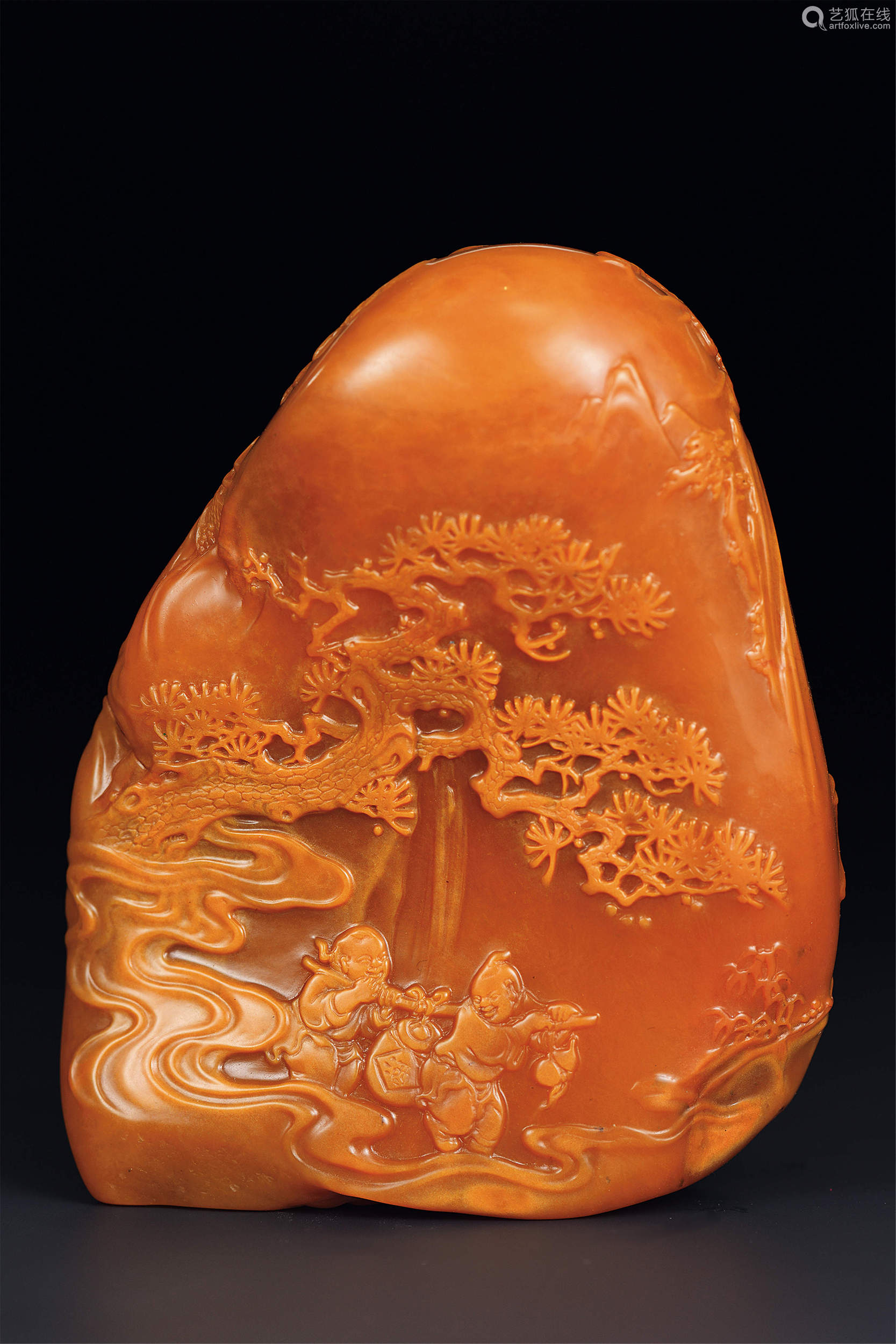 郑世斌田黄石仙奕图薄意摆件