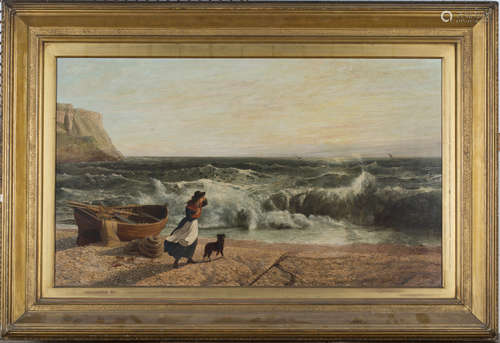 British School - 'Grace Darling, Portland' (Girl with a Dog on a Beach, beside the Eponymous