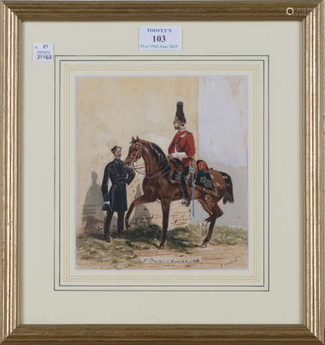 Richard Simkin - '2nd Dragoon Guards, 1866', late 19th/early 20th century watercolour, signed and