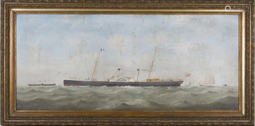 George Mears - 'Brighton' (Paddle Steamer), 19th century oil on canvas, signed, 58cm x 134.5cm,