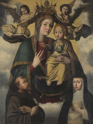 Northern European School - Coronation of the Virgin, 16th century oil on canvas, inscription and