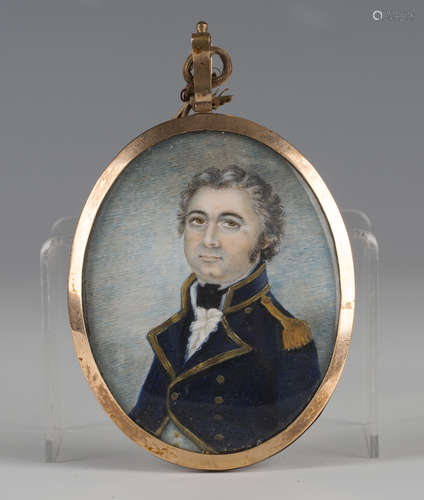 British School - Oval Miniature Portrait of a Gentleman identified as Charles P. Price, Royal Navy