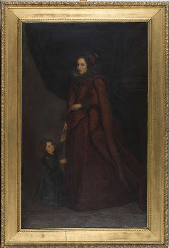 Edwin Nichol, after Anthony van Dyck - A Genoese Lady with her Child, 19th century oil on canvas,