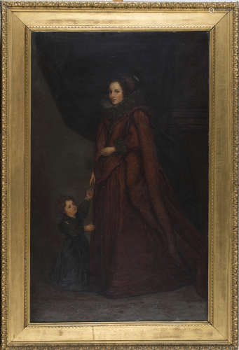 Edwin Nichol, after Anthony van Dyck - A Genoese Lady with her Child, 19th century oil on canvas,