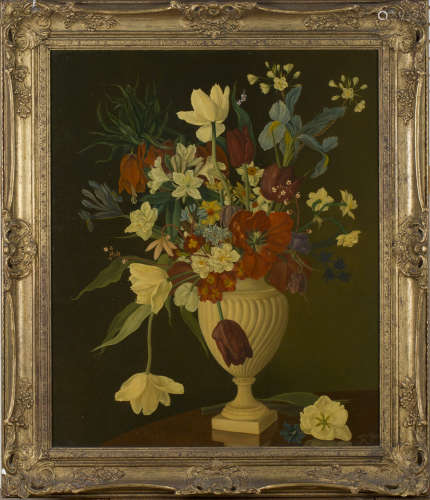 Joan Robinson - Still Life of Flowers in a Vase, oil on canvas, signed with monogram and dated